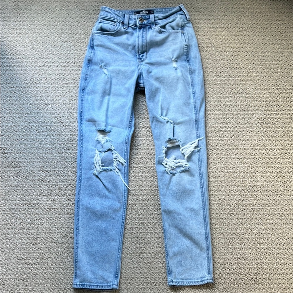 Hollister Ultra High-Rise Mom Jean with Distressed Details